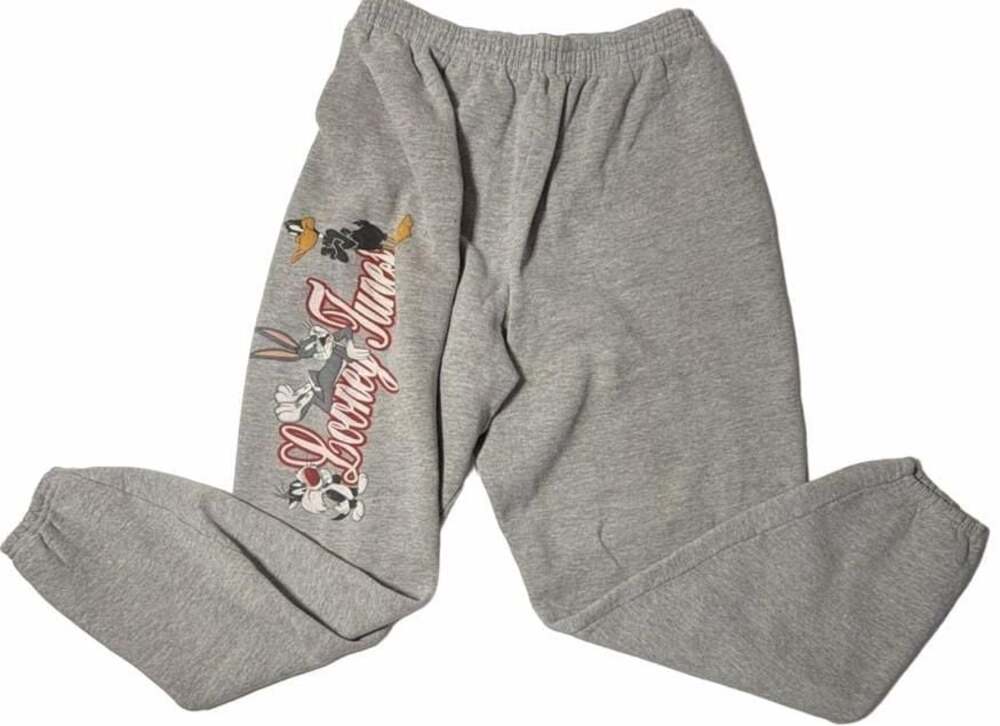 Vintage 1996 Looney Tunes Characters Graphic Heather Grey Sweatpants